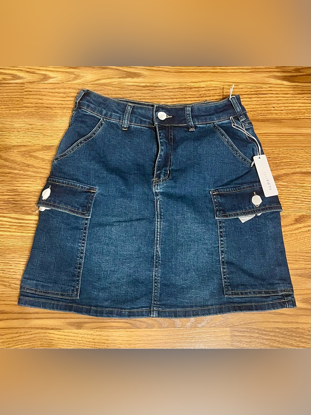 Six/Fifty Blue Denim Mini Skirt with Cargo Pockets